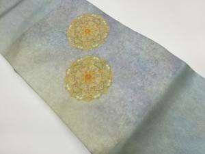 引箔金駒刺繍華紋模様名古屋帯